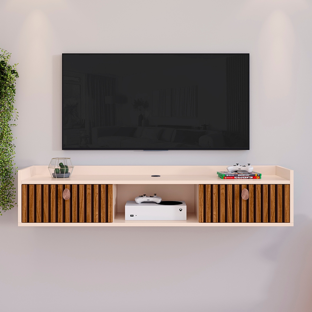 Rack Suspenso Multifuncional 1.20m - Perfeito para Sala ou Quarto Nicho ...