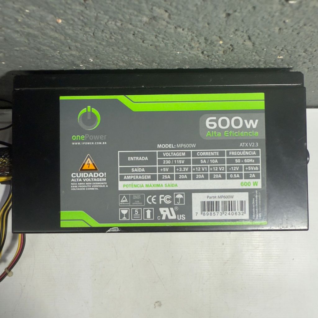 FONTE REAL ONE POWER MODELO: MP600W 24PINOS 600W SATA ATX | Shopee Brasil