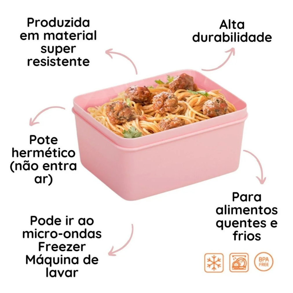 Kit 8 Potes Herméticos DUP Essencial 500ml Plástico Livre de BPA