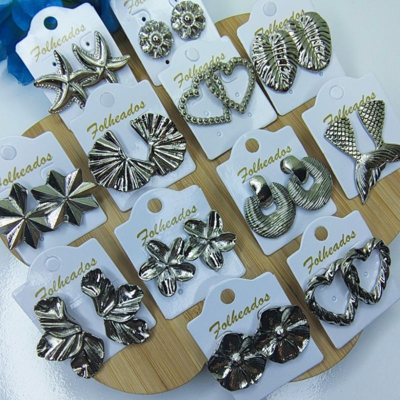 Brincos Femininos Folheado Prata Bijuteria 6 Pares Sortidos | Shopee Brasil