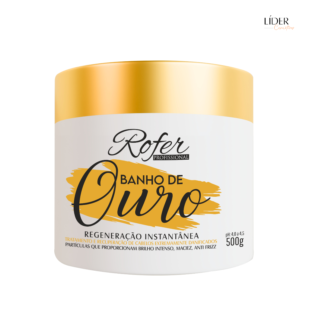 Hidratação Capilar Banho de Ouro 500g Rofer Profissional | Shopee Brasil