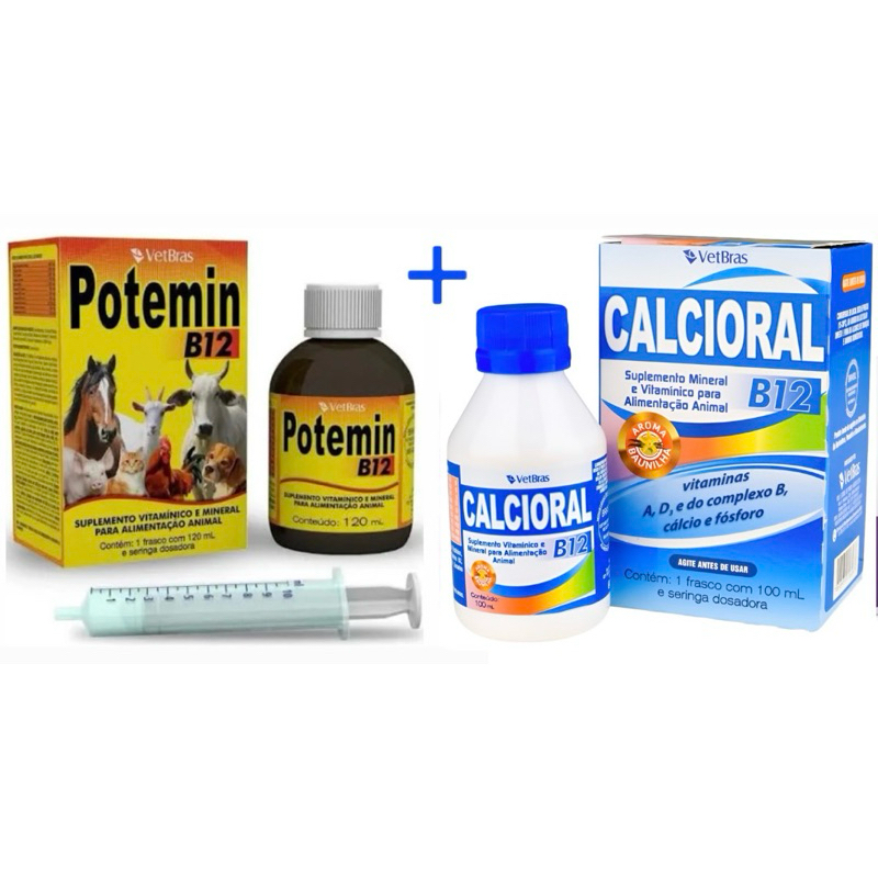 Calcioral B12 100ml + Potemin B12 - Suplemento Vitamínico e Mineral ...