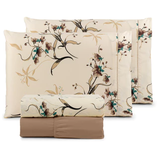 Jogo De Lençol Elegance Estampado Percal 180 Fios 100% Algodão Elástico Ponto Palito Queen 4 Peças em Oferta na Shopee