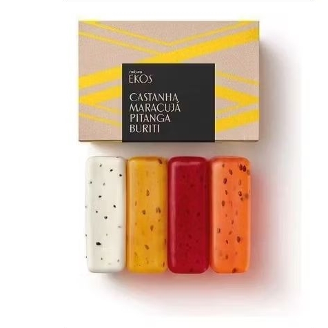 caixa com 4 sabonetes em barra natura ekos esfoliante corporal sortidos ...