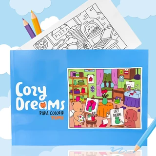 Livro De Colorir Cozy Dreams Goods Azul Folhas 180g Caderno De Desenho Pintura Coloring Book em Oferta na Shopee