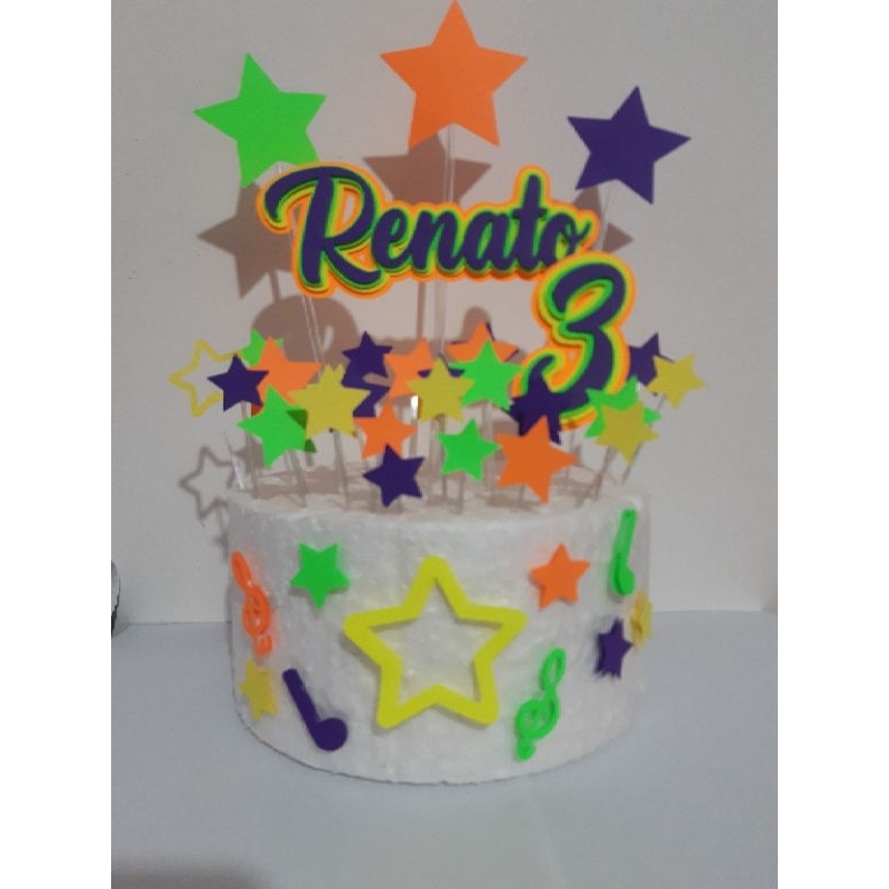 topo de bolo neon decoração para bolo neon aniversário topper ...