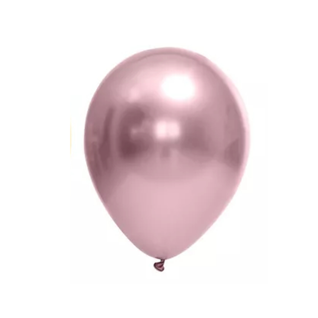 25 Unid Balão Rosa Rose 9 Pol Cromado Metalizado Alumínio Platino ...
