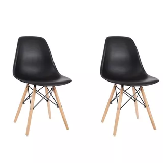 Kit 2 Cadeiras Charles Eames - Pés De Madeira