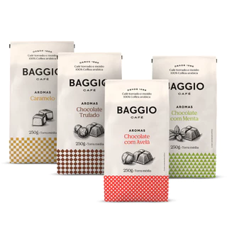 Kit de Cafés Moídos Aromas Baggio Café 1kg - Caramelo, Chocolate Trufado, Avelã e Menta em Oferta na Shopee