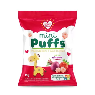 Biscoito Infantil Integral Beterraba e Morango Mini Puffs - Nhami Mami 15g em Oferta na Shopee