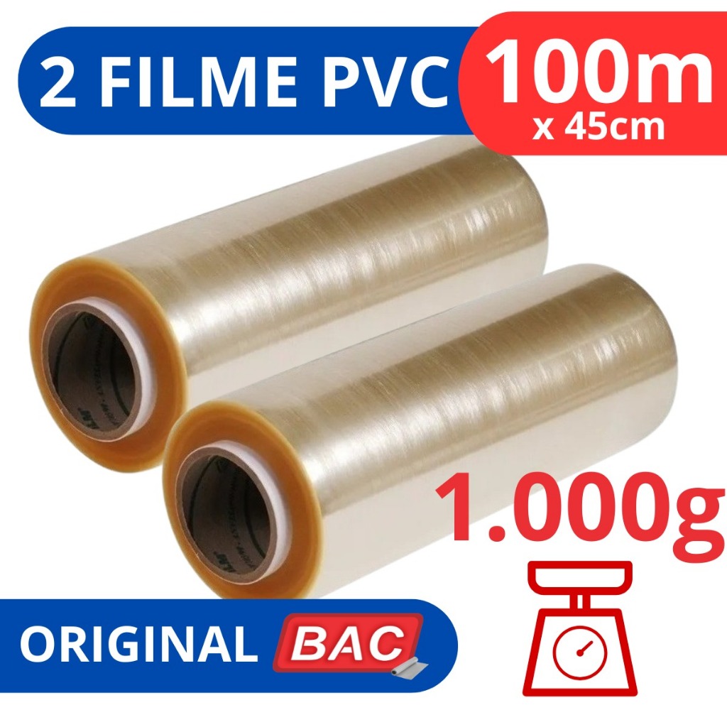 Kit 2 Rolo Bobina Plastico De Filme Pvc 45cm X 100 Metros Qualidade BAC