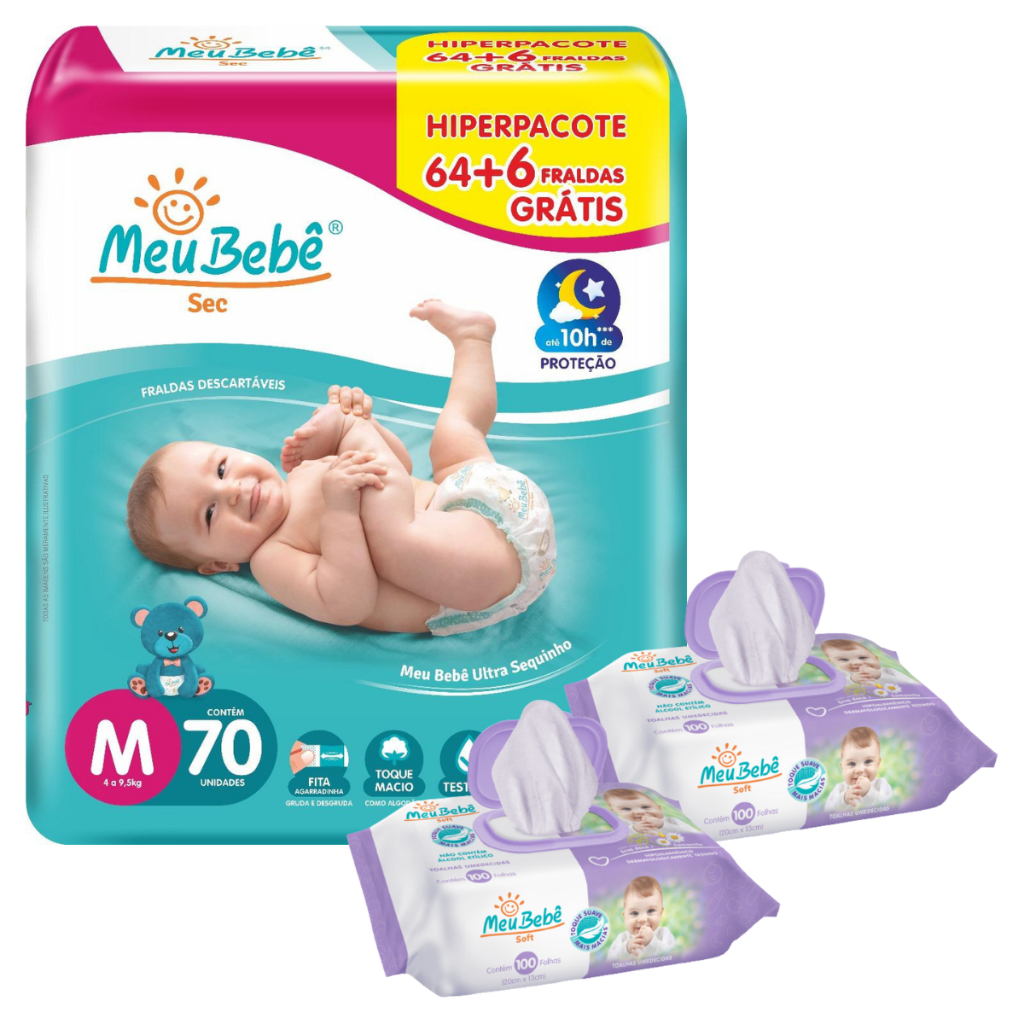 Kit Fralda Infantil Descartável Meu Bebê Sec (M, G, EG e SXG) + Toalha ...