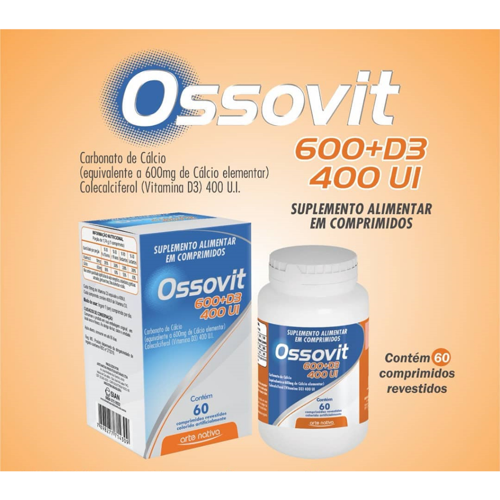OSSOVIT 600+D3 400 UI Com 60 Comprimidos | Arte Nativa | | Shopee Brasil