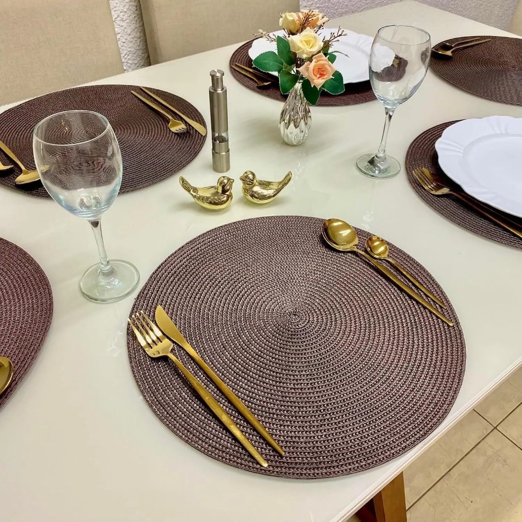 Imagem do produto Kit 4 ou 6 Jogo Americano Souplast Redondo Jantar Mesa Posta Cozinha 38cm