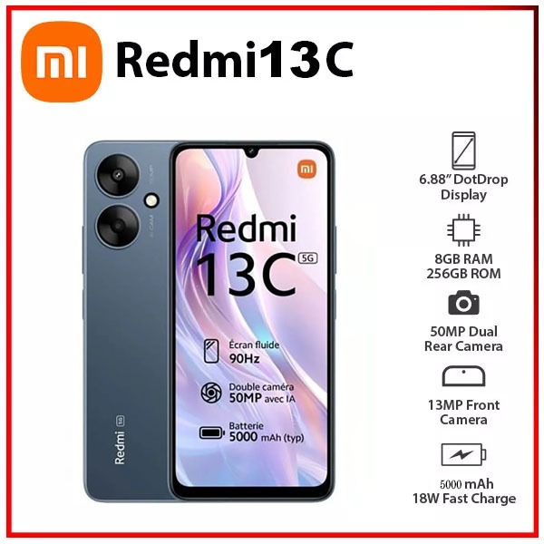 (Novo) Redmi Xiaomi 13C 4G LTE 8GB+256GB (para Tello Mint e Global)