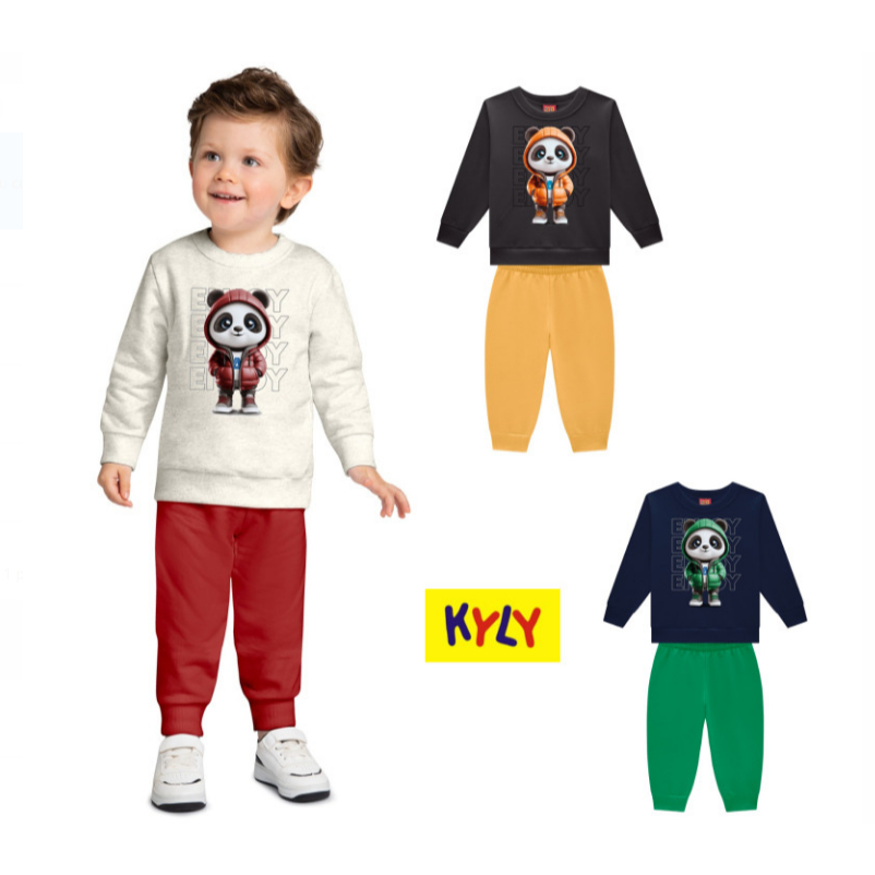 Conjunto infantil moletom flanelado menino Kyly tamanho 2 ao 3 1000809 ...