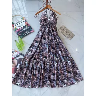 vestido longo com bojo alca fina costa nua tecido crepp modelo novo v0117 em Oferta na Shopee