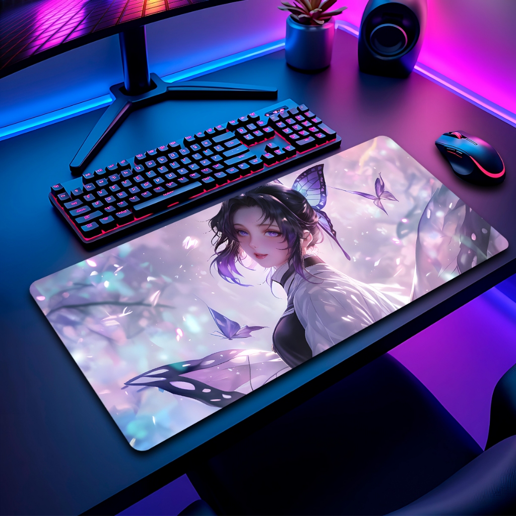 Mouse Pad Gamer Demon Slay Antiderrapante Grande 70x35 80x35 90x40 90x50 cm Anime Borda Costurada