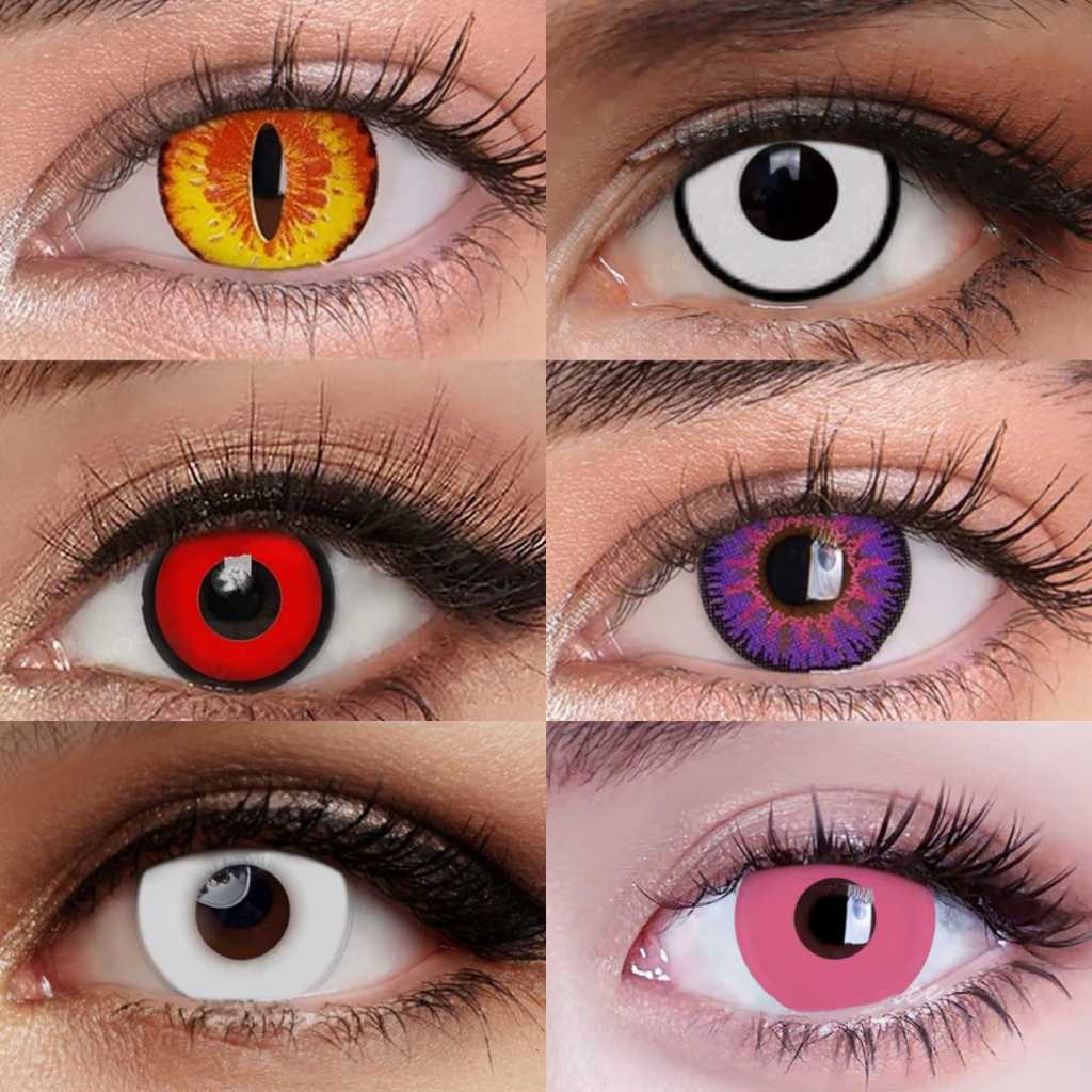 Lentes de contato Branca rosa vermelha dragão pink 2 peças cosplay ...