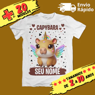Camiseta Infantil Unissex Capybara com Nome (opcional)