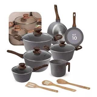 Jogo De Panelas Antiaderente Cerâmica Mimo Style 10 Peças Grafite em Oferta na Shopee