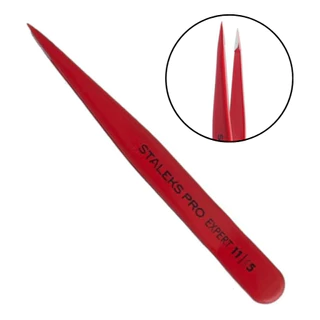 Pinça de Sobrancelha Staleks Pro - TE-115r - Vermelha - Série Expert 11 - Ponta Fina em Oferta na Shopee