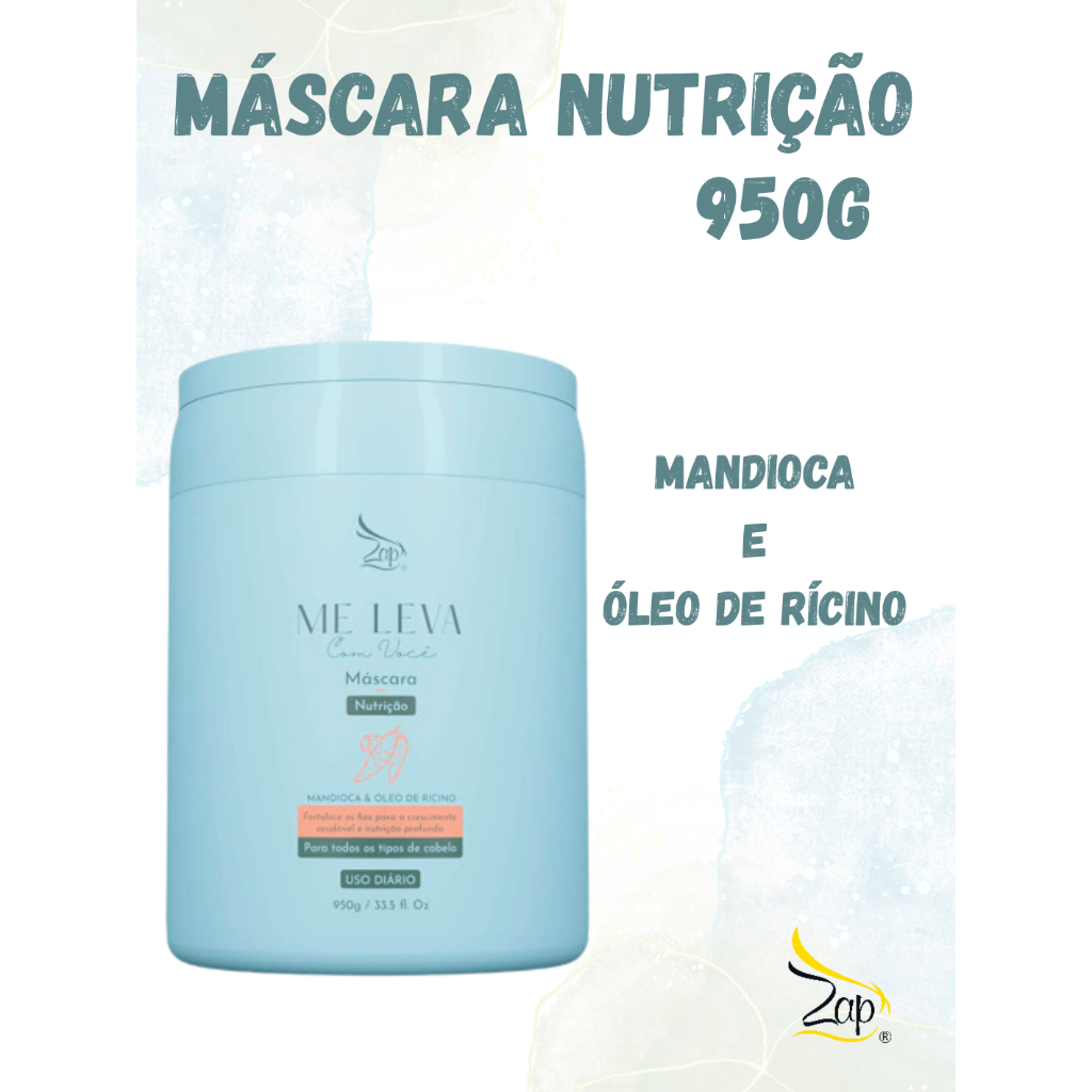 Máscara Nutrição Profissional Cronograma ZAP Mandioca e Óleo de Rícino ...