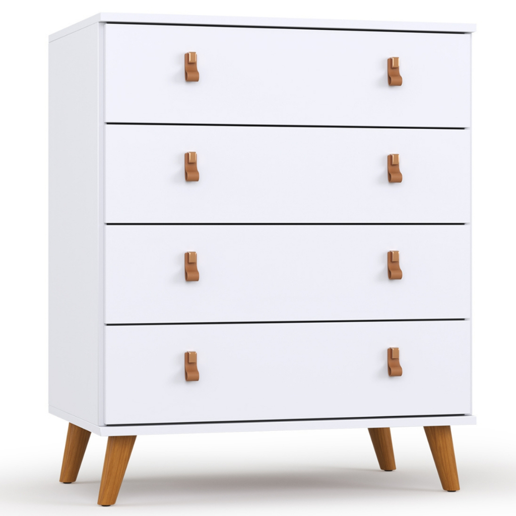 Cômoda Para Quarto Reforçada 4 Gavetas Espaçosas Luxo Encanto Frete Grátis