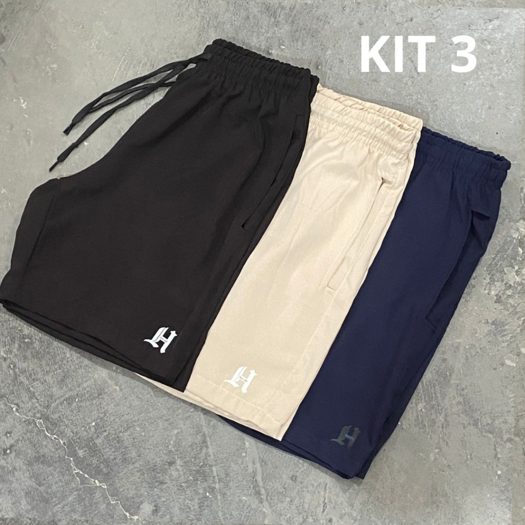 Kit 3 Short tactel Masculino