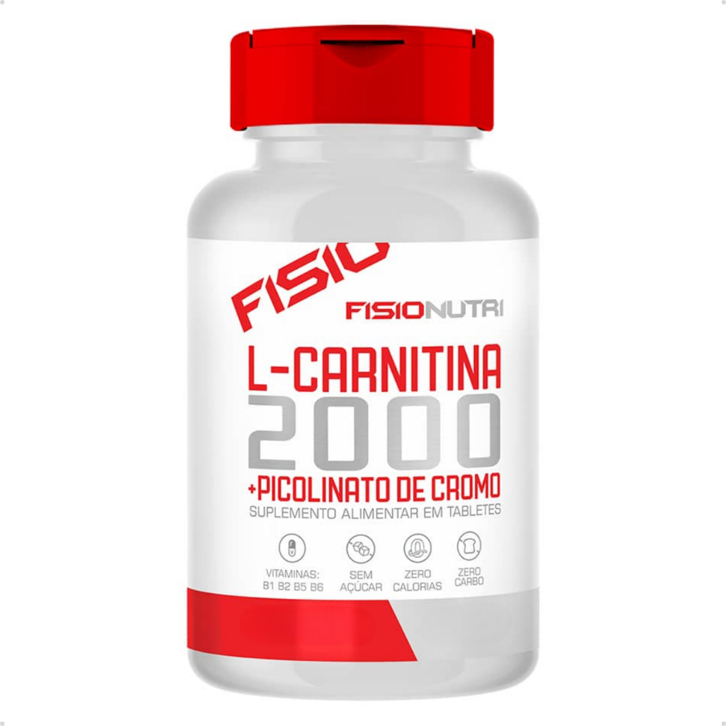 L - Carnitina 2000mg c/ Picolinato de Cromo - Pote 120 Tabletes -  FisioNutri
