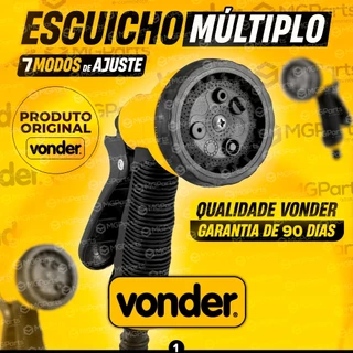Esguicho Pistola Vonder Profissional 7 Jatos Ajustável para Mangueira Funções Jardim Lavar Carro Reforçado