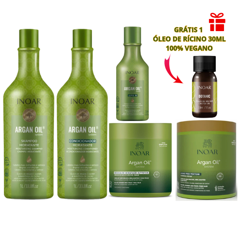 INOAR KIT ARGAN SH+COND 2X1L+MASC 500G+CREME DE PENTEAR+INOAR BOTANIC ...