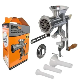 Moedor De Carne N 10 + Funil Para Fazer Linguiça Biscoito Manual Bestfer