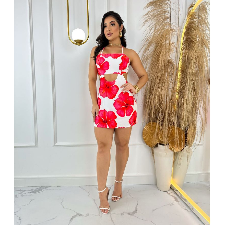 VESTIDO FEMININO CURTO NOITE PATY ESTAMPADO SENSUAL COLADO BALADA