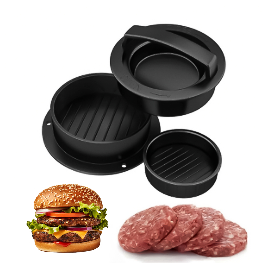 Molde Para Hambúrguer Prensa Forma 5 peças Base Removível Grande e Pequena