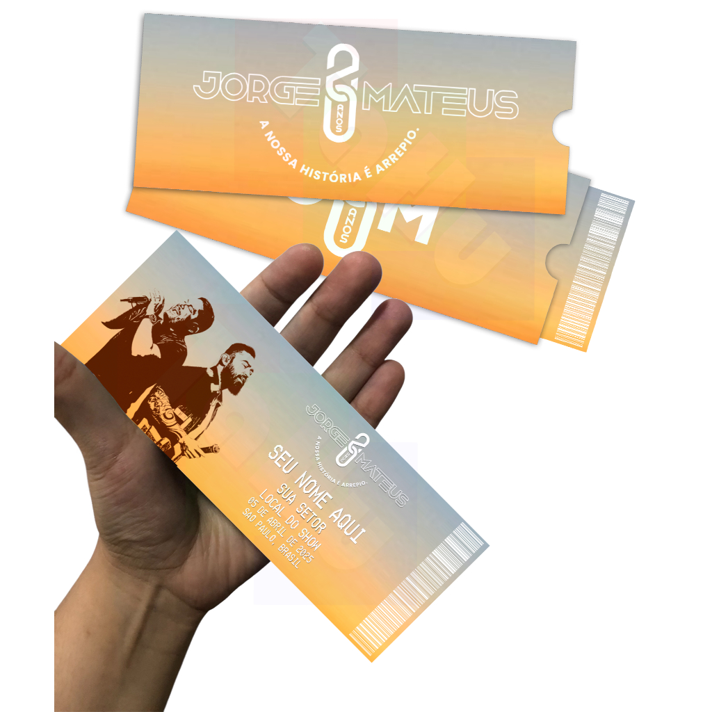 Ingresso Decorativo Turnê Jorge e Mateus 20 anos 2025 com Laminação ...