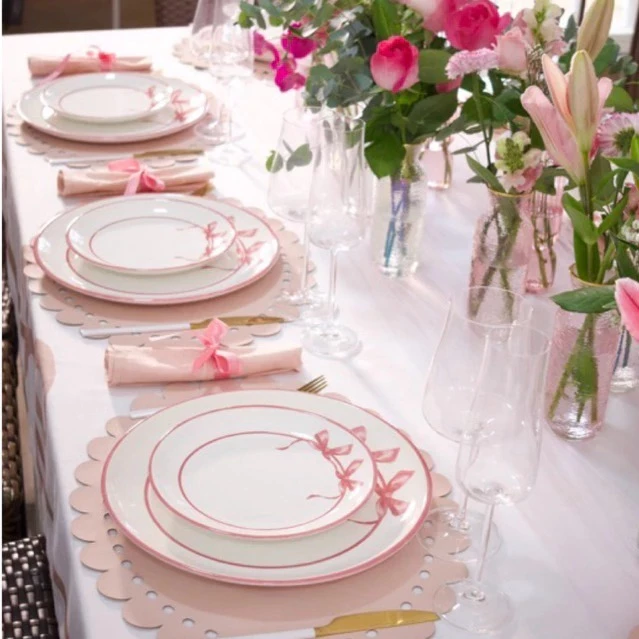 Prato Raso Refeição em Cerâmica 29 Cm Coleção Laço Mesa Posta Cozinha e Restaurante