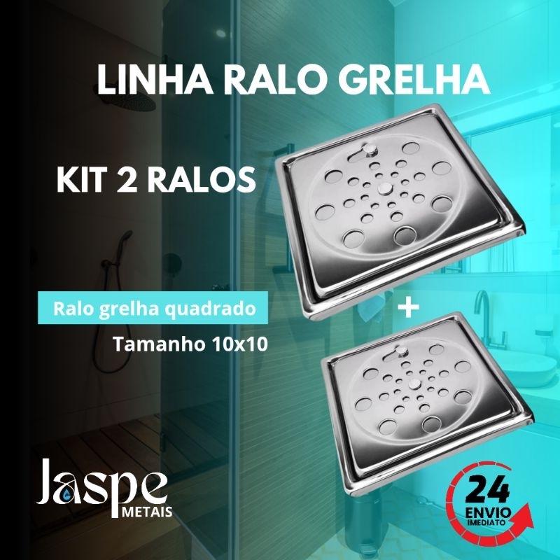 Kit 2 Ralos Quadrados Inox com Grelha – Vedação Total e Acabamento ...