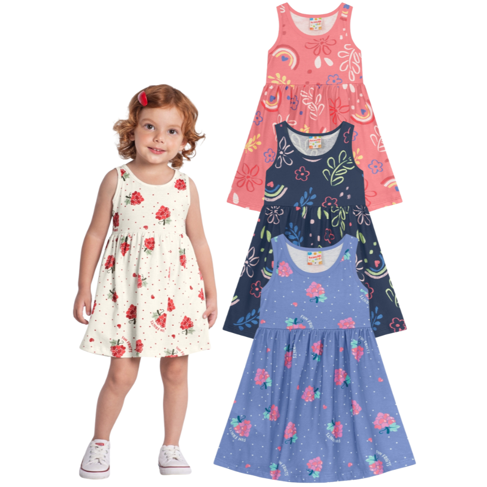 Vestido infantil menina de flores Brandili Shopee Brasil