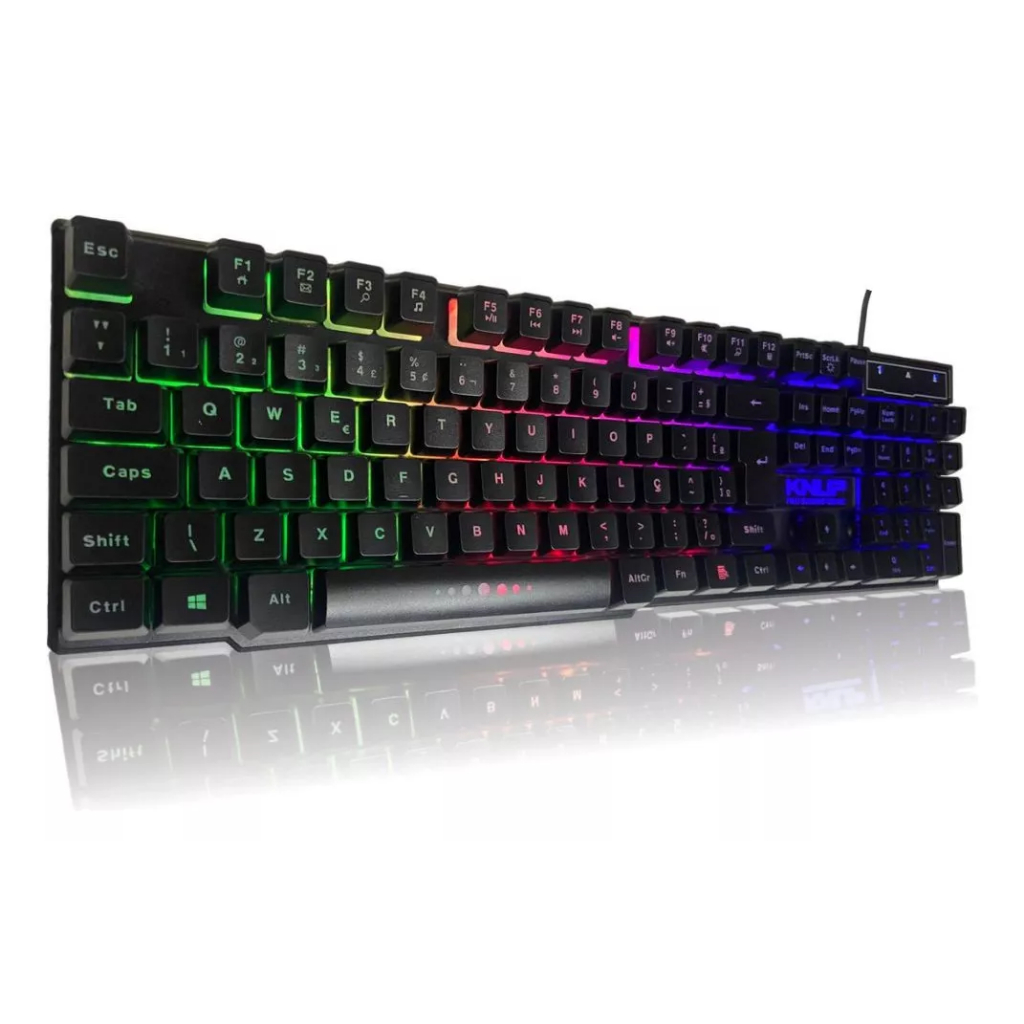 Teclado Gamer Semi Mecânico Knup Retro Iluminação LED RGB Anti Ghost ...