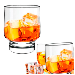 Kit Jogo 6 Copos de Vidro Nadir Firenze Rocks 275ML Resistentes Transparente Para Suco Drink Whiskey