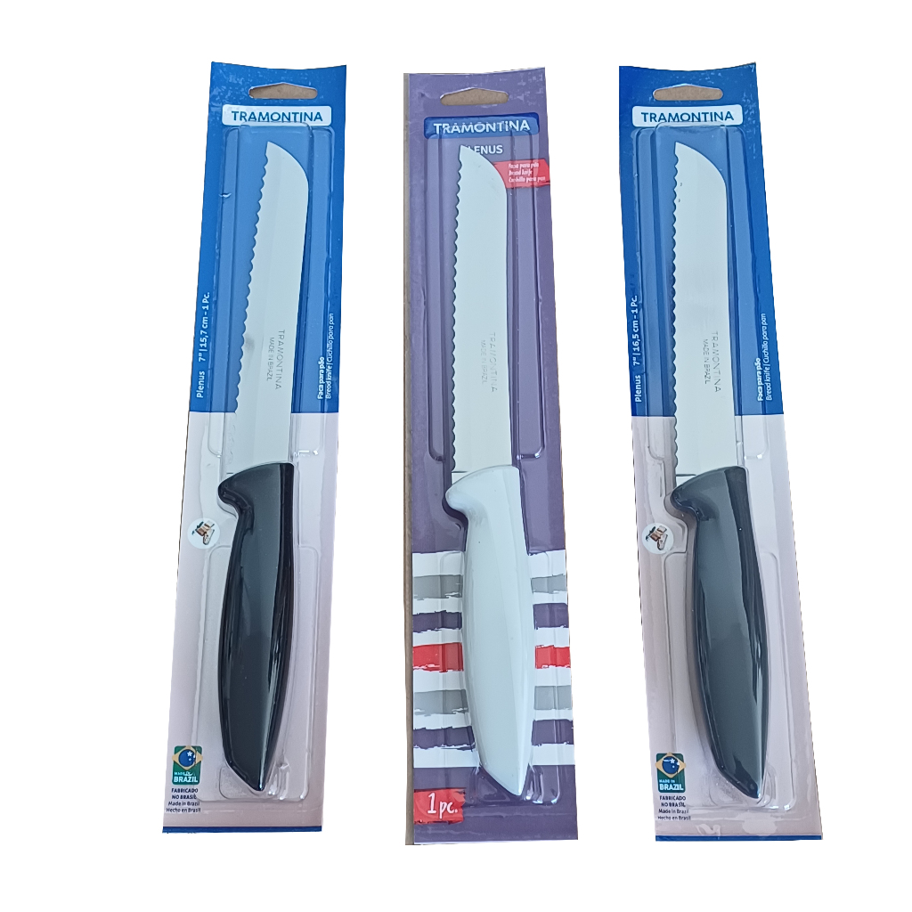 Faca Para Pão Tramontina Plenus Com Lâmina Em Aço Inox E Cabo De Polipropileno Preto 7" | Tramontina