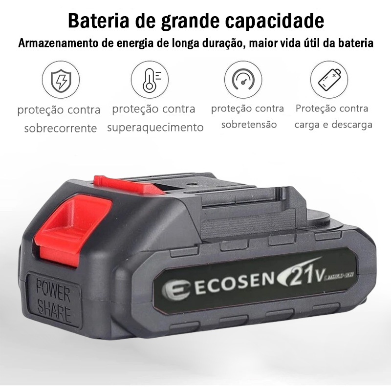 Bateria Recarregável Bateria Íon de Lítio 21V Li-Ion compatível com parafusos moedores lixadeiras