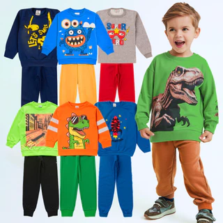 Kit 6 Peças Conjunto Moletom Infantil Menino 1 ao 14 Masculino Inverno Manga Longa Pronta Entrega em Oferta na Shopee