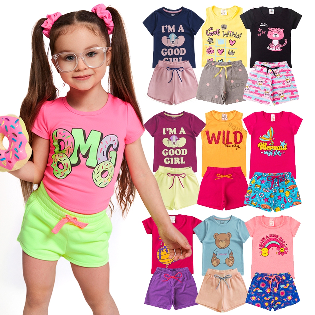 Kit 10 Peças Roupa Infantil Menina Conjunto Verão Feminino Tamanho