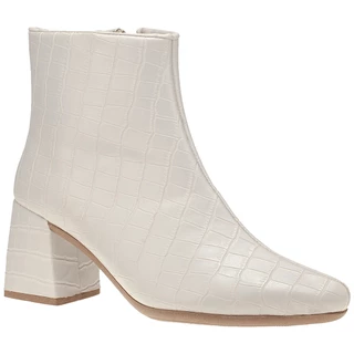 Bota Feminina Bico Fino Saltinho Shekinah Ziper Croco Clássica Moderna Moda Novidade