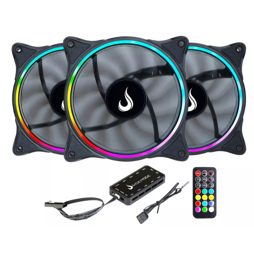 Kit 3 Fans Gamer | Rise Mode | Energy Argb | 120mm | Shopee Brasil