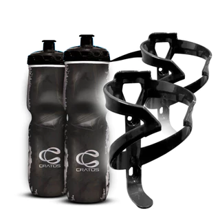 Kit 2 Garrafas Squeeze Caramanhola Térmica Cratos 710 Com 2 Suportes De Garrafa Para Bicicleta Bike