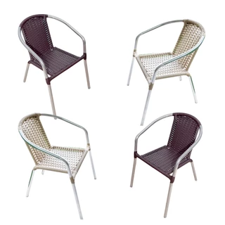 Conjunto 2/4 Cadeiras Alumínio/Marrom/Camurça Leve Resistente Varanda Externa Jardim Modelo Gaibú