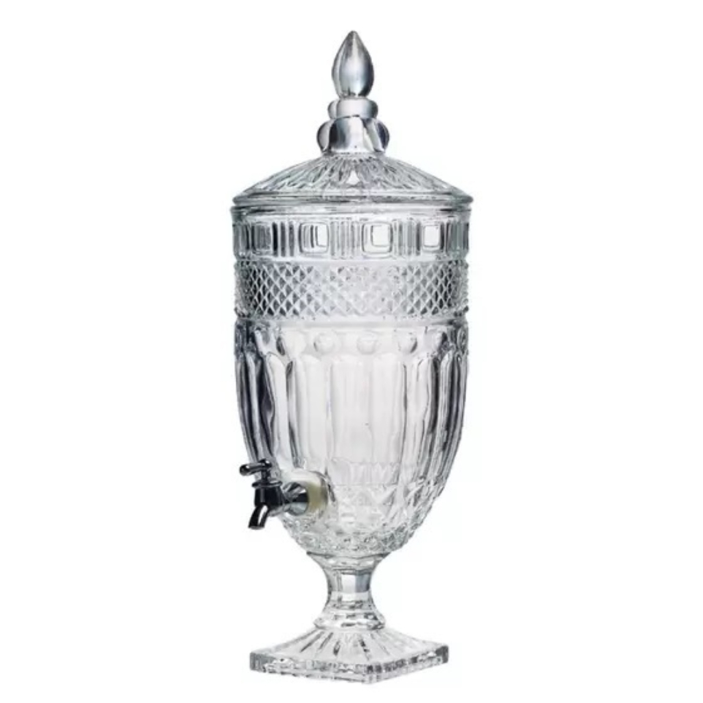Suqueira Jarra De Vidro Cristal Suco Imperial 5 Litros com Torneira ...